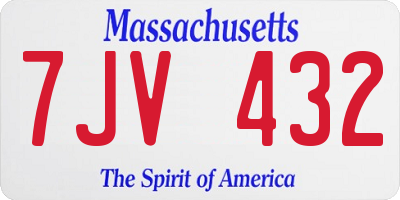 MA license plate 7JV432