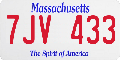 MA license plate 7JV433