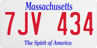 MA license plate 7JV434