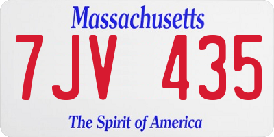 MA license plate 7JV435
