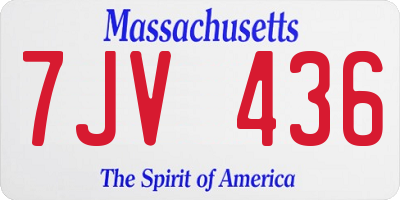 MA license plate 7JV436