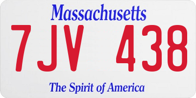MA license plate 7JV438
