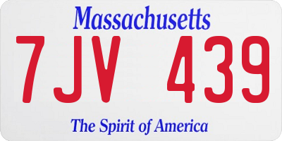 MA license plate 7JV439