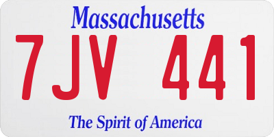 MA license plate 7JV441