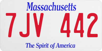 MA license plate 7JV442