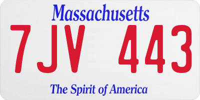 MA license plate 7JV443