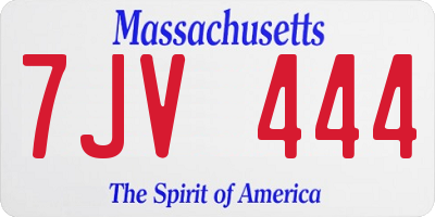 MA license plate 7JV444
