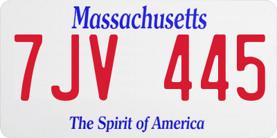 MA license plate 7JV445