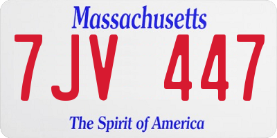 MA license plate 7JV447