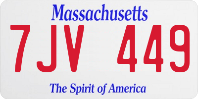 MA license plate 7JV449