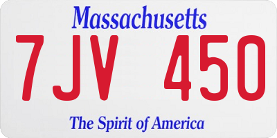 MA license plate 7JV450