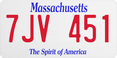 MA license plate 7JV451