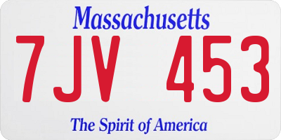 MA license plate 7JV453