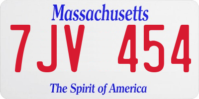 MA license plate 7JV454