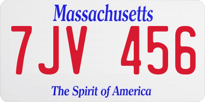 MA license plate 7JV456