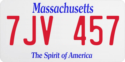MA license plate 7JV457