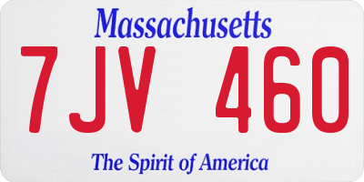 MA license plate 7JV460