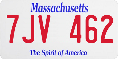 MA license plate 7JV462