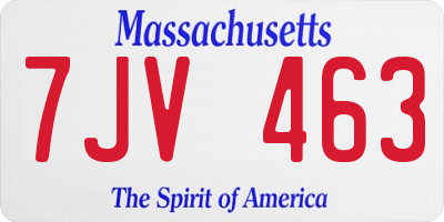 MA license plate 7JV463