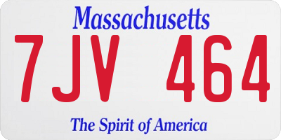 MA license plate 7JV464