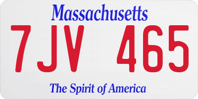 MA license plate 7JV465
