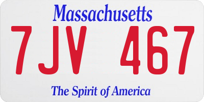 MA license plate 7JV467