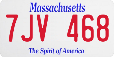 MA license plate 7JV468