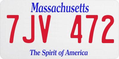 MA license plate 7JV472