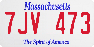 MA license plate 7JV473