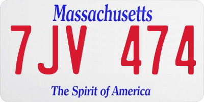 MA license plate 7JV474