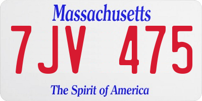 MA license plate 7JV475