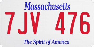 MA license plate 7JV476
