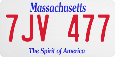 MA license plate 7JV477