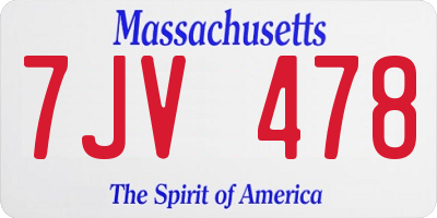 MA license plate 7JV478