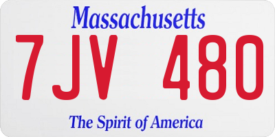 MA license plate 7JV480