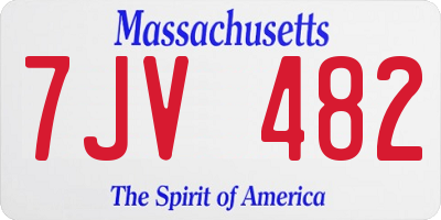 MA license plate 7JV482