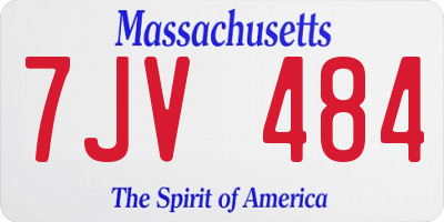 MA license plate 7JV484