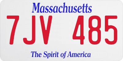 MA license plate 7JV485