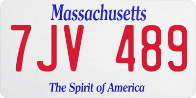 MA license plate 7JV489