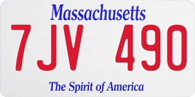 MA license plate 7JV490