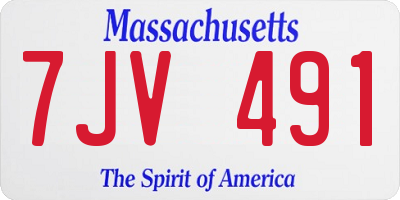 MA license plate 7JV491