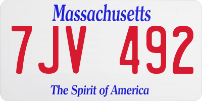 MA license plate 7JV492