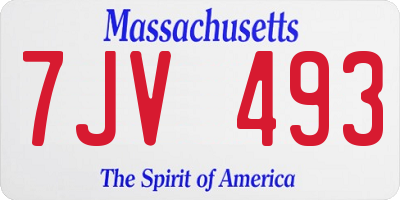 MA license plate 7JV493