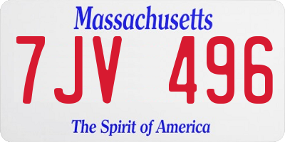 MA license plate 7JV496