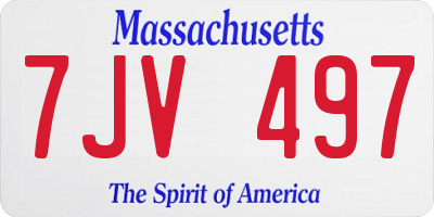 MA license plate 7JV497