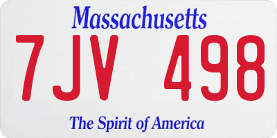 MA license plate 7JV498
