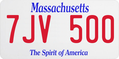MA license plate 7JV500