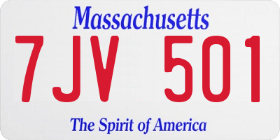 MA license plate 7JV501