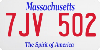 MA license plate 7JV502