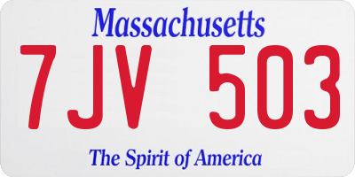 MA license plate 7JV503